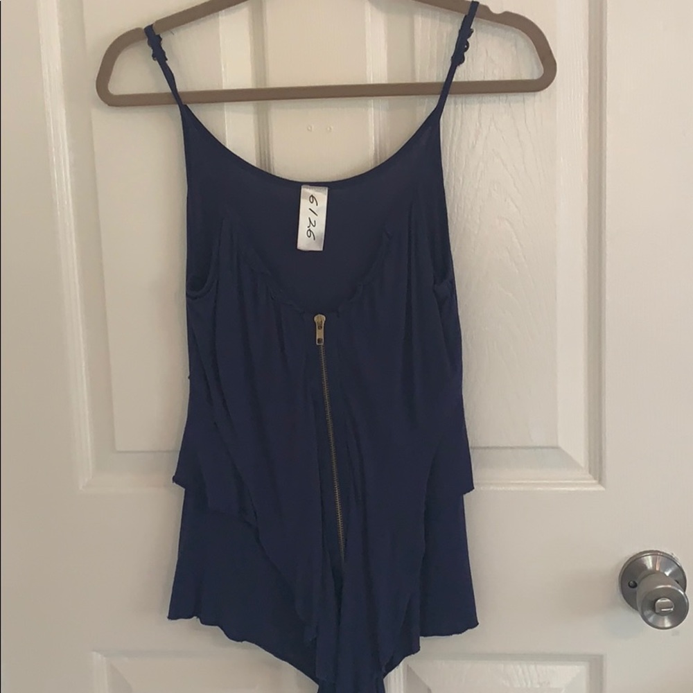6216 navy zippered tank